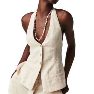 SEXY Free People “Take me to Paris” 2-Piece Cotton Halter Neck Vest & Pants Set